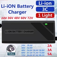 【Li ion Battery Charger】24V 36V 48V 60V 72V 2A 3A 5A Electric Bike Bicycle Charger Scooters Ebike With fan Lithium Battery LiFePo4 29.4V 42V 54.6V 58.4V 58.8V 67.2V 71.4V 73V 84V