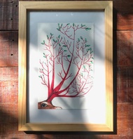 守護靈 /手繪 作品 裝飾 驚喜 發芽 木框 角落生物 鹿角枝 智慧