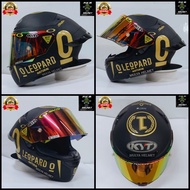 Helm Kyt Tt course Black doff paket Ganteng(Leopard gold)