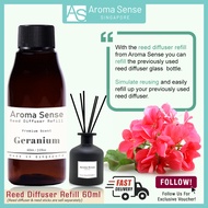 Aroma Sense Geranium Scent Reed Diffuser Refill (60ml) Fresh & Long Lasting Fragrance, Aromatherapy