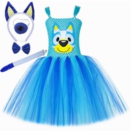 Children's Halloween Animal Princess Dress Bluey Bingo Same Style Puppy Cosplay Costume Mesh Tutu