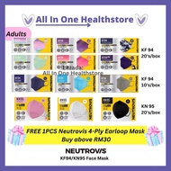 Neutrovis KF94 /KN95 Face Mask Adults 🎁FREE 1 pc 4ply Face Mask🎁