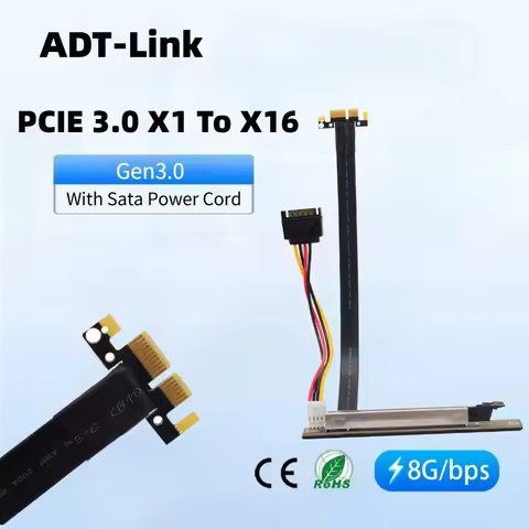 25CM PCIe 3.0 1x To 16x Fold 90 Degree Vertical Riser Card Extension Cable PCI-E x1 x16 GPU Cable Fo
