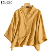 EN: Shop ZANZEA Women's Retro Loose Long Sleeve Blouse | MY: Beli Blouse Lengan Panjang Wanita ZANZE