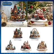 [mcqlqmwu] Snow scene house, 2D house with base, table decoration crafts, for party and