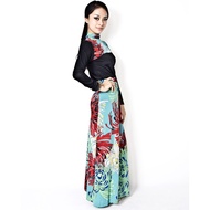 WN0301C 2 Pieces Floral Design Turtle Neck Top with Long Skirt FREE SIZE
