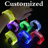 10pcs LED Glow Bracelets Light Up Wristbands Customized text logo Glow in The Dark Party Bracelets Favors Supplies for Christmas, Concerts, Festivals, Game Prizes, Sports