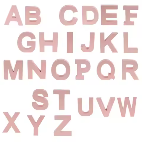 Wooden Pink 26 Alphabet Letters Marquee Letters Wall Door Hanging Sign A-Z for Kids Room Nursery Roo