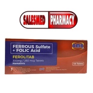 FERROUS SULFATE+ FOLIC ACID FEROLITAB 300MG/250MCG TABLETS