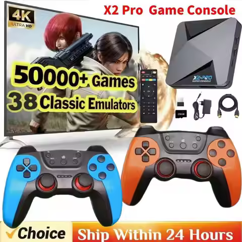 65000+games X2 Pro 4KHD Game Console 64/128/256GB Retro Game Console Rechargeable Wireless Controlle