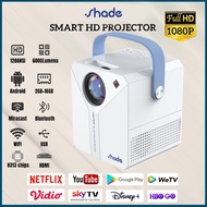 SHADE Android Proyektor TV T2mini 6000 Lumen 4K HD Bluetooth Smart Projector Android 9 2G+16G Mirror
