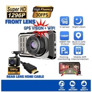 🔥 New Dashcam 2024 🛒GPS Dual-Channel Dashcam 1296P Front + FHD 1080P Rear Dashcam WIFI App 3" Car Ca