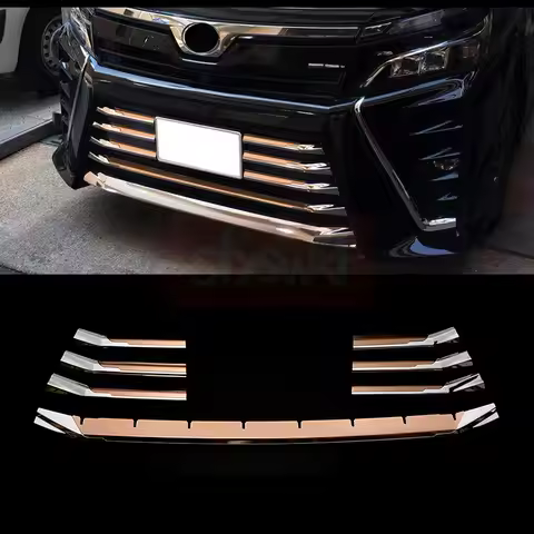 for Toyota VOXY 80 ZS Modified Garnish Cover Stainless Steel Car Styling Front Bumper Grille Trim 7 
