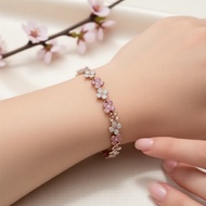 Elderflower Charm Bracelet with Crystal Beads, Women's All-Match Classic Gelang Pesona Elderflower d