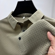 Polo/polo Shirt/Men's polo t-Shirt/Lace polo Shirt/Summer High-End Mesh Ice Silk Short-Sleeved t-Shirt Men's Shirt Collar Solid Color Paul Slippery Material polo Shirt Half-Sleeved