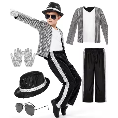 Michael Jackson Costume for Kids,Michael Jackson Cosplay Accessory Set for Performances Commemorativ