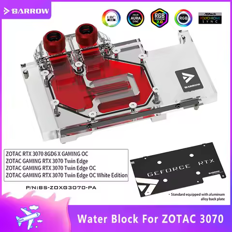 Barrow Full Cover RTX 3070 GPU Water Block for ZOTAC Gaming OC Twin Edge OC White Edition PC Liquid 