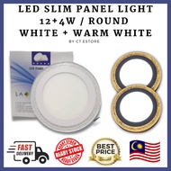 LA Place LED Slim Panel Light with Double Light Color White + Warm White / 12+4W / WM-P5018 (Round) 