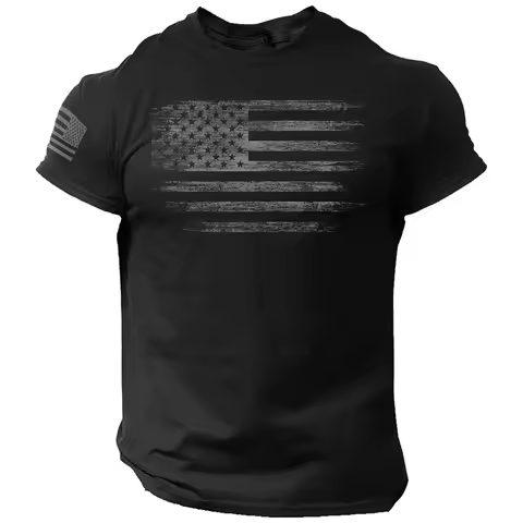 Men's T Shirt Gym 3d Print USA Flag Casual O Neck Short Sleeved Tops Tees Sportswear Street Pullover