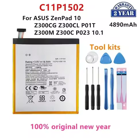 100% Orginal C11P1502 4890mAh For ASUS ZenPad 10 Z300CG Z300CL P01T Z300M Z300C P023 10.1 Battery+To