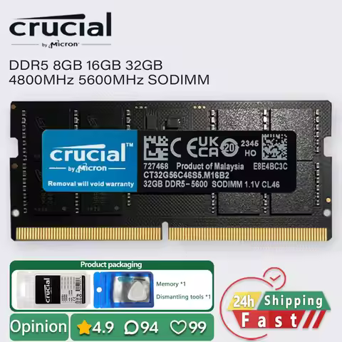 Crucial ddr5 16gb 32gb 8gb 4800 5600 memory laptop ram pc5 38400 44800