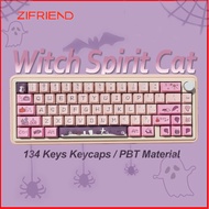 ZIFRIEND Witch Spirit Cat 134 Keys Cherry Profile PBT Keycaps Set Mechanical Keyboard Keycaps