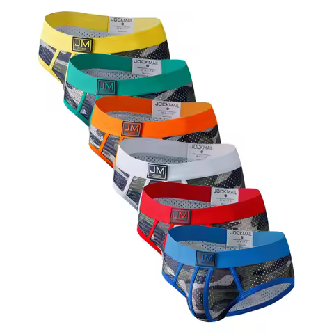 6PCS Man's Underwear Briefs Underpants Nylon Mesh Camouflage Men's Briefs Bikini Men's Boxer Briefs 