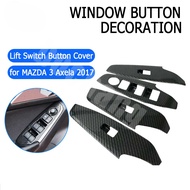 Carbon Fiber Door Handle Power Window Lift Switch Button Cover Trim Frame Sticker Accessories for MAZDA 3 Axela 2017