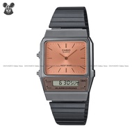 CASIO AQ-800ECGG-4A Unisex VINTAGE Analog-Digital Watch Dual Time SS Bracelet Peach Grey *Original