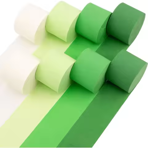 Eco Friendly Green Streamers with White Party Decor 4 Rolls Green Crepe Paper Streamer for Birthday 