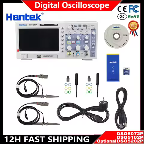 Hantek DSO5202P DSO5102P DSO5072P Digital Oscilloscope 200MHz Bandwidth 2 Channels PC USB LCD Portab