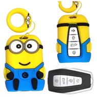 Minion Cartoon Car Key Cover Proton X50 X70 S70 Sarung Kunci Accesories Aksesori Keychain Leather Strap Remote Cover