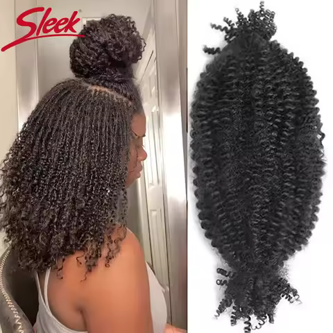 QVR Kinky Twist Crochet Braiding Hair 100% Human hair Bundles Sleek Curly Human Hair Bulks Natural 1
