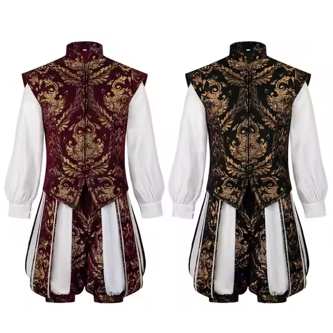 15th Century Renaissance Elizabethan Tudor King Cosplay Costume for Men Medieval Vintage Luxury Prin