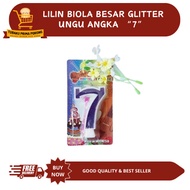 LILIN UNGU LARGE PURPLE GLITTER VIOLIN CANDLE NUMBER 7 - BIRTHDAY CANDLE