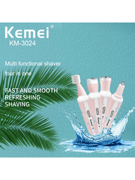 可充電電動攜帶式女士剃刀,kemei Km-3024女士去除身體毛髮女性修剪器