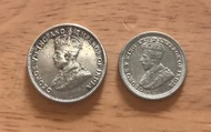 1935年喬治五世一毫及五仙好品相(包郵)超平！