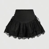 Lace Up Side Ruffle Hem Skirt,R Women,Party,Prom, Vacation Outfits,Holiday Outfits ,Birthday Outfits