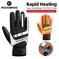 ROCKBROS Heated Winter Glove Cycling Gloves USB Electric Rechargeable Ski Gloves Touchscreen Motorcy