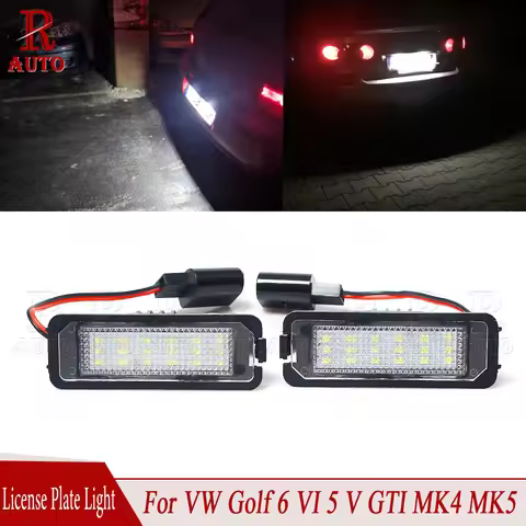 R-Auto 2 Pcs Car Rear LED Number License Plate Light Lamp Car Accessories 12V For VW Passat Golf 6 V