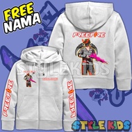 Free NAME Zipper Hoodie Jacket for Boys Girls Character Logo Sg Rapper FREE FIRE FF FREE FIRE