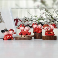 Chinese Design Cute Bride Groom Figure Toy Doll Wedding Anniversary Cake Topper Decoration Home Car Desktop Decorative Ornaments Gift