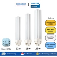 Philips Master PLC 4 Pin 13w/18w/26w 4P G24q -1/2/3 Base (Amber, Warm White, Cool White, Cool Daylight)