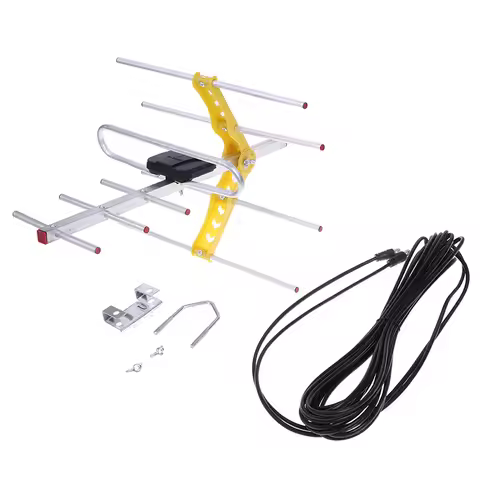 1pc Outdoor 100Mile Amplified 8 Yagi Antenna 10dB Long Range UHF/VHF/FM