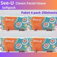 See u tissue 250 sheets 2play facial tissue [package contains 4 packs]