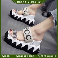 BRANZ STORE - WOMEN'S CASUAL WEDGES SANDALS WITH 7 CM HIGH HEELS, MODERN MICA BEAD MODEL AP 01