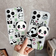 HX| iPhone 6s 7 8 Plus X XR Xs Max 11 12 13 14 15 Pro Max SE 2020 Panda with strap soft casing