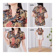 (Fashion2) Lovito Boho Blouse Plicated Spring/summer Blouse for Women L142ED448 Lovito Blus Boho Pli