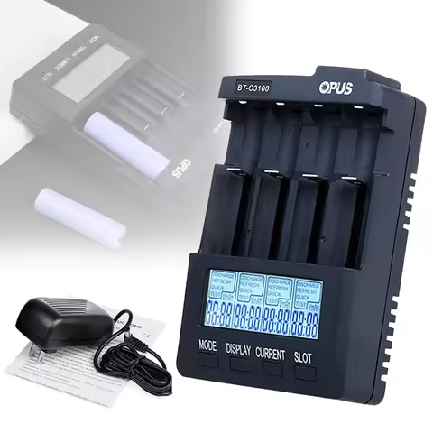 OPUS BT-C3100 V2.2 Universal Four Slots LCD Screen Replenisher Smart Rechargeable Smart Battery Char
