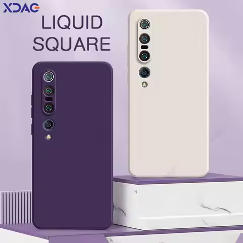 Original Square Liquid Phone Case for Xiaomi Mi 10 10i 10S 10T Pro Lite Ultra Youth 5G Soft Silicone